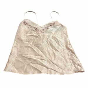 80s/90s European Vintage Marie Jo Pearls Embroidery Lace Cami Pink/Champagne S/M